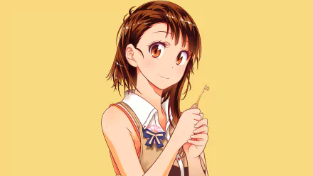 HD desktop wallpaper and background featuring Kosaki Onodera from the anime Nisekoi, with a yellow background.