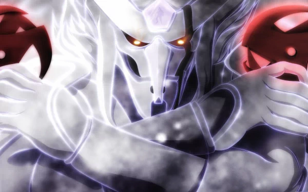 HD desktop wallpaper featuring Susanoo from the anime Naruto, showcasing an intense and mystical character design with glowing eyes and elaborate armor.