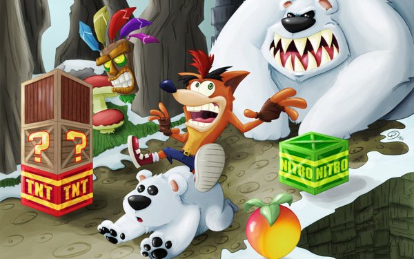 Video Game Crash Bandicoot Polar Aku Aku Bearminator HD Wallpaper | Background Image