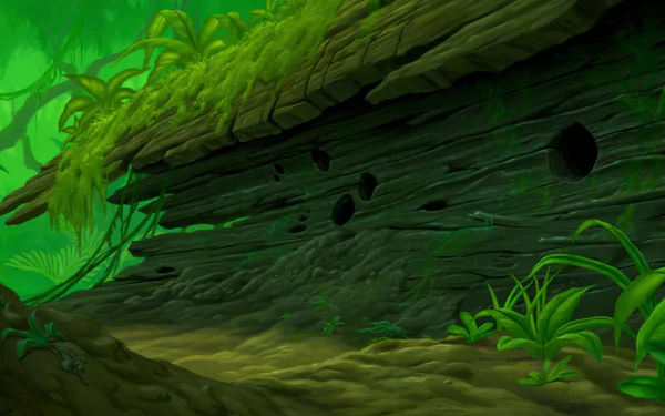 HD PC desktop wallpaper featuring a vibrant, lush green jungle scene inspired by the movie The Lion King (1994).