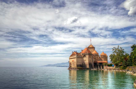 Switzerland Veytaux man made chateau de chillon HD Desktop Wallpaper | Background Image