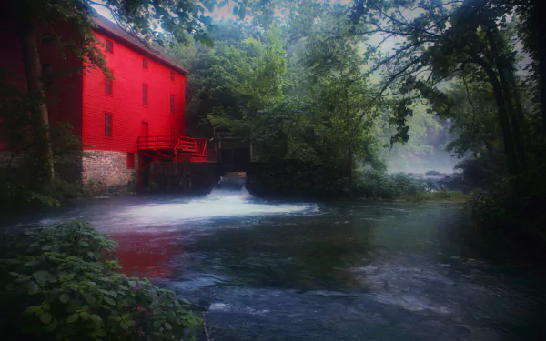 man made watermill HD Desktop Wallpaper | Background Image