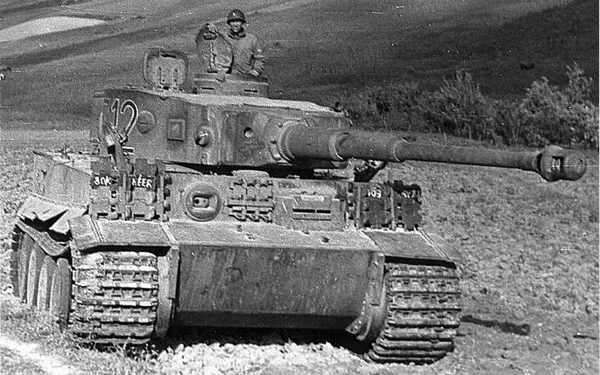  US Soldier in a captured German Tiger tank