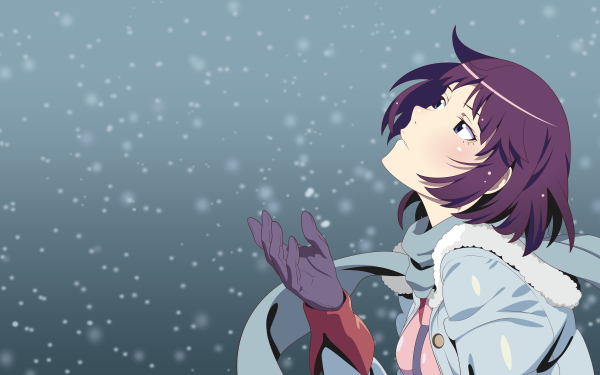 Anime Monogatari (Series) Hitagi Senjōgahara Bakemonogatari Purple Hair Snowfall HD Wallpaper | Background Image