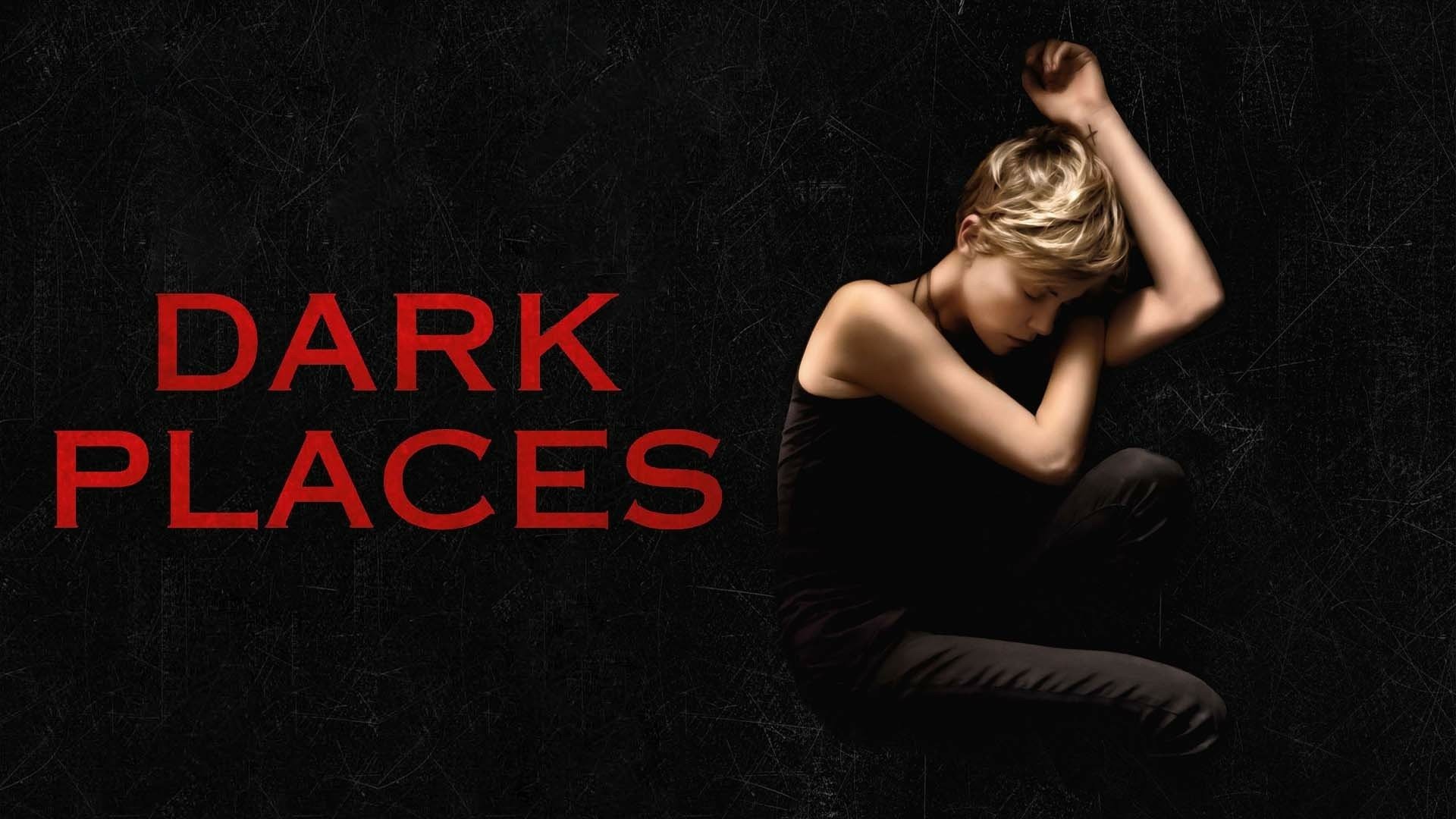 HD desktop wallpaper featuring Charlize Theron in a contemplative pose with the bold red title Dark Places from the movie.