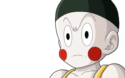 HD PC desktop wallpaper featuring Chaozu from the anime Dragon Ball Z, showcasing his distinct white face and red cheeks in a close-up view.