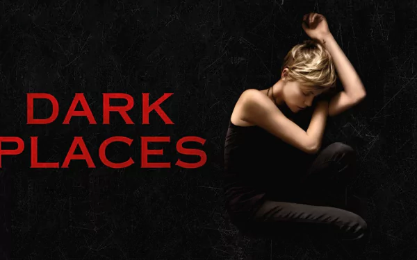 HD desktop wallpaper featuring Charlize Theron in a contemplative pose with the bold red title Dark Places from the movie.