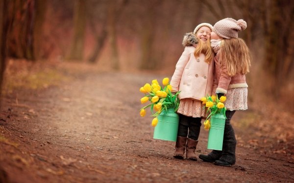 Photography Child Flower Smile Kiss HD Wallpaper | Background Image