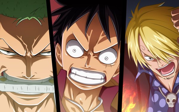 Anime One Piece Roronoa Zoro Monkey D. Luffy Sanji Monster Trio HD Wallpaper | Background Image