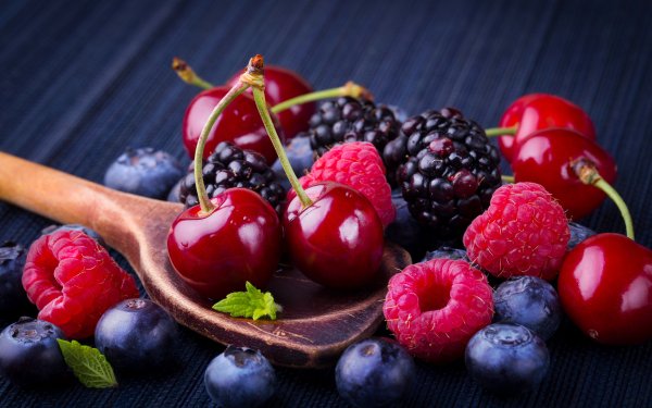 Nahrungsmittel Frucht Himbeere Heidelbeere Brombeere Kirsche HD Wallpaper | Hintergrund