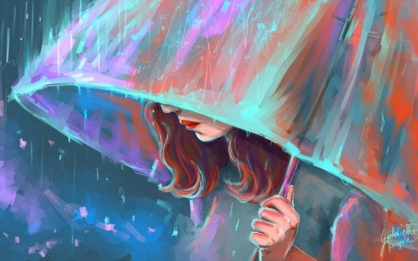 Women Artistic Umbrella Colors Rain HD Wallpaper | Background Image