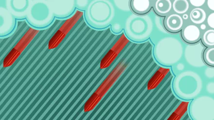 A vibrant HD wallpaper for PC, featuring stylized red missile graphics against a teal background, inspired by the video game Counter-Strike: Global Offensive.