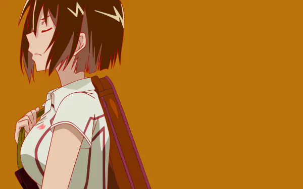 A vibrant 4K Ultra HD wallpaper featuring Ranko Saōji from the anime Sankarea, showcasing her in a serene pose against a warm orange background.