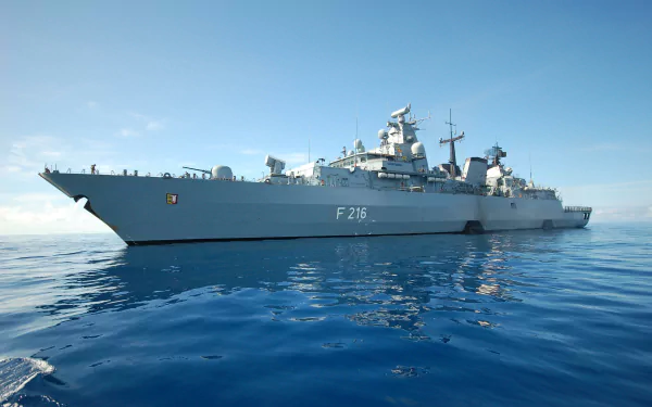 German frigate Schleswig-Holstein (F216) warship frigate military german navy HD Desktop Wallpaper | Background Image