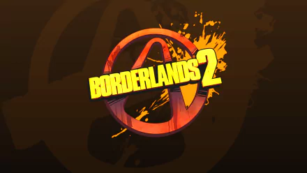 Borderlands 2 video game logo with orange splatter and Vault symbol on a dark gradient — HD PC desktop wallpaper and background.