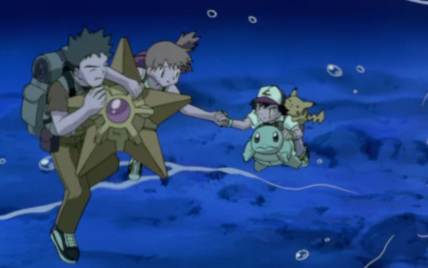 Staryu (Pokemon) Squirtle (Pokémon) Pikachu Ash Ketchum Misty (Pokémon) Brock (Pokémon) Anime Pokémon: The First Movie HD Desktop Wallpaper | Background Image