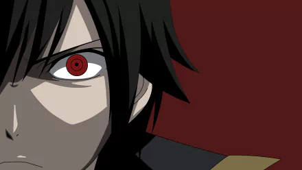 Zeref Dragneel from the anime Fairy Tail is depicted with intense red eyes in this striking 4K Ultra HD wallpaper, capturing his powerful presence and character depth.