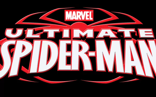 HD desktop wallpaper featuring the logo for Ultimate Spider-Man, showcasing bold red and white text against a black background, highlighting the iconic Marvel comic series.