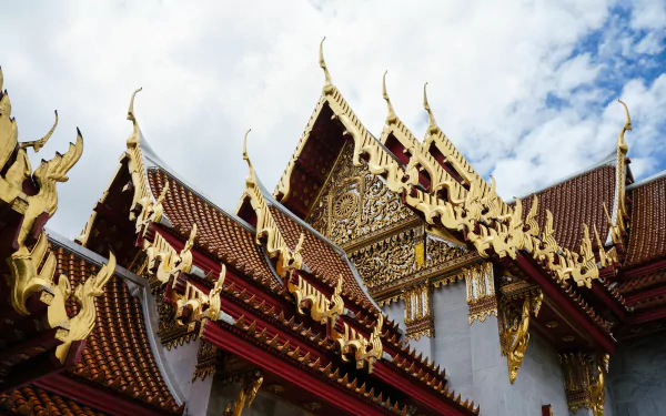 buddhist Thailand Bangkok Marble Temple religious Wat Benchamabophit HD Desktop Wallpaper | Background Image