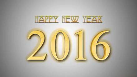 HD desktop wallpaper featuring a golden 2016 with Happy New Year text above, celebrating the New Year holiday.