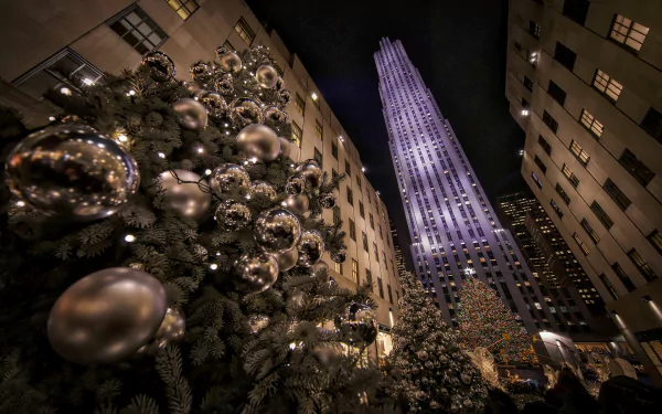 skyscraper Manhattan Christmas christmas ornaments christmas tree Rockefeller Center city man made New York HD Desktop Wallpaper | Background Image