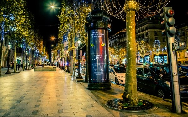 Man Made Paris Cities France Path Light Night Boulevard HD Wallpaper | Background Image