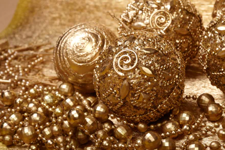 golden christmas ornaments holiday Christmas HD Desktop Wallpaper | Background Image