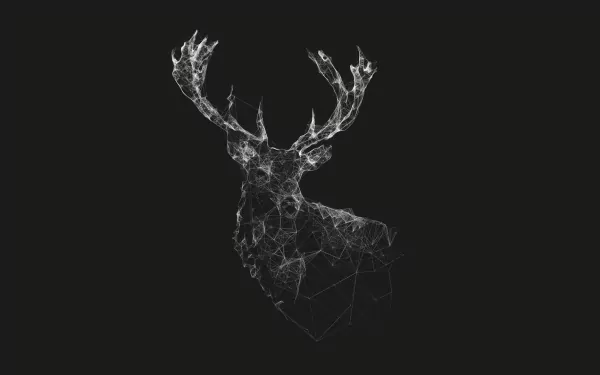 An artistic, polygonal representation of a deer, showcased against a dark background, makes for a striking HD PC desktop wallpaper and background.