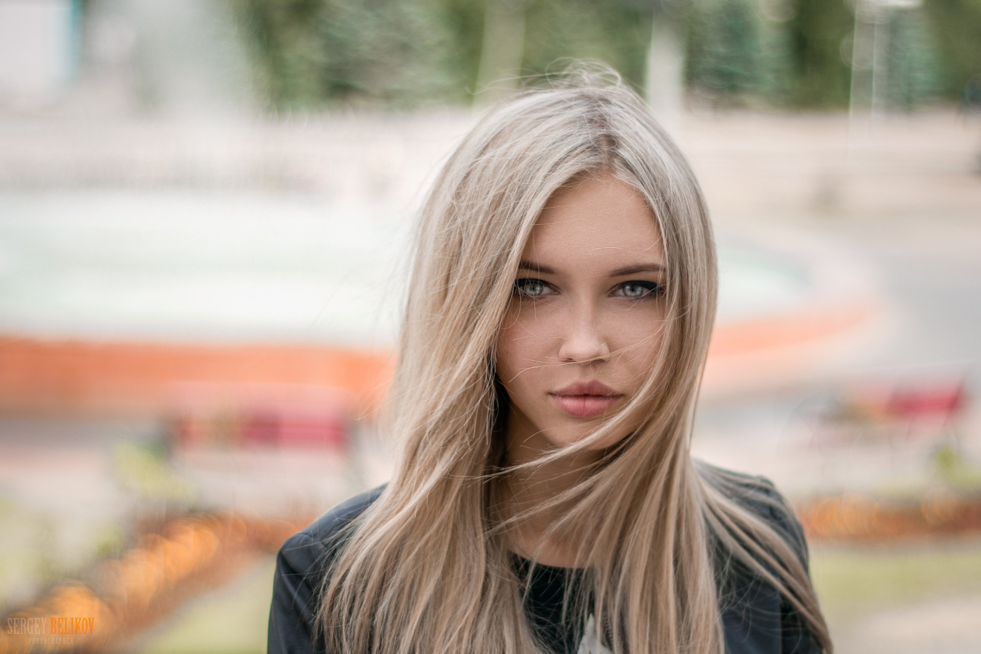 Download Blue Eyes Bokeh Blonde Woman Model HD Wallpaper by Sergey Belikov