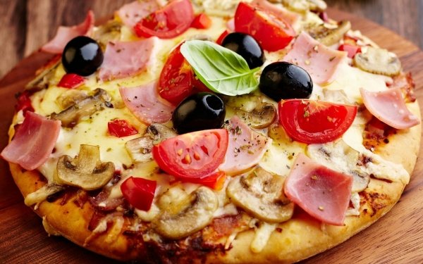 Food Pizza Mushroom Cheese Tomato HD Wallpaper | Background Image