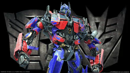 High-definition wallpaper featuring Optimus Prime from the video game Transformers: The Game, showcasing the iconic Autobot against a striking background.