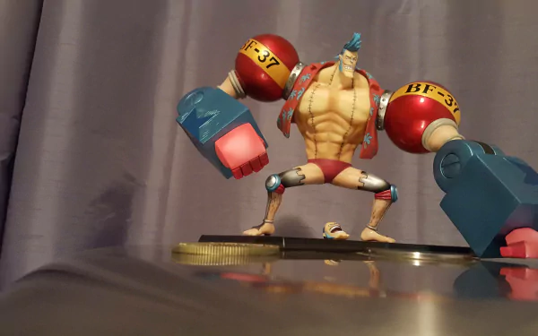 Anime figure of Franky from One Piece, showcased as a 4K Ultra HD PC desktop wallpaper and background.