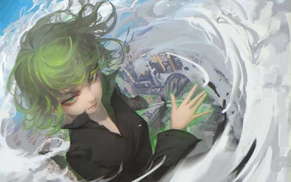Anime One-Punch Man Tatsumaki Green Hair Green Eyes Short Hair HD Wallpaper | Background Image