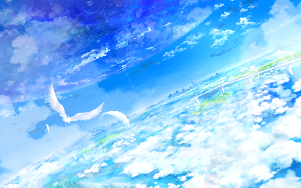 Anime Landscape Cloud Bird Sky HD Wallpaper | Background Image
