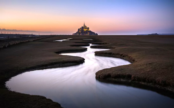 landscape monastery France religious Mont Saint- Michel HD Desktop Wallpaper | Background Image