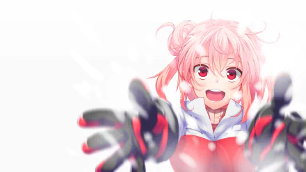 HD wallpaper featuring Yui Yuigahama from the anime My Teen Romantic Comedy SNAFU, joyful and reaching out with a bright smile against a soft background.