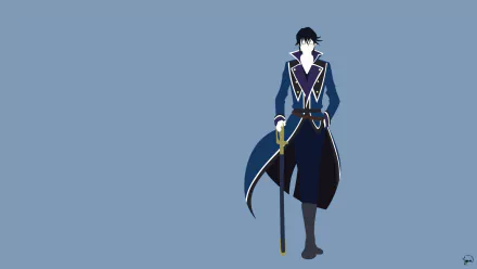 HD PC desktop wallpaper featuring Reisi Munakata from the anime K Project, showcasing the character in a dark blue coat and holding a cane against a plain blue background.