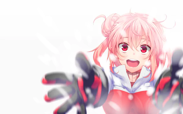HD wallpaper featuring Yui Yuigahama from the anime My Teen Romantic Comedy SNAFU, joyful and reaching out with a bright smile against a soft background.