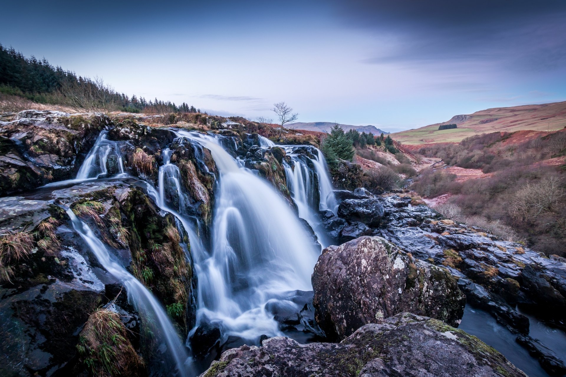 Download Waterfall Nature Loup Of Fintry Waterfall 4k Ultra HD Wallpaper