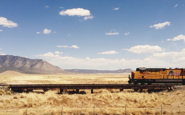 Vehicles Train Railroad Cloud Sky Landscape Desert Hill HD Wallpaper | Background Image