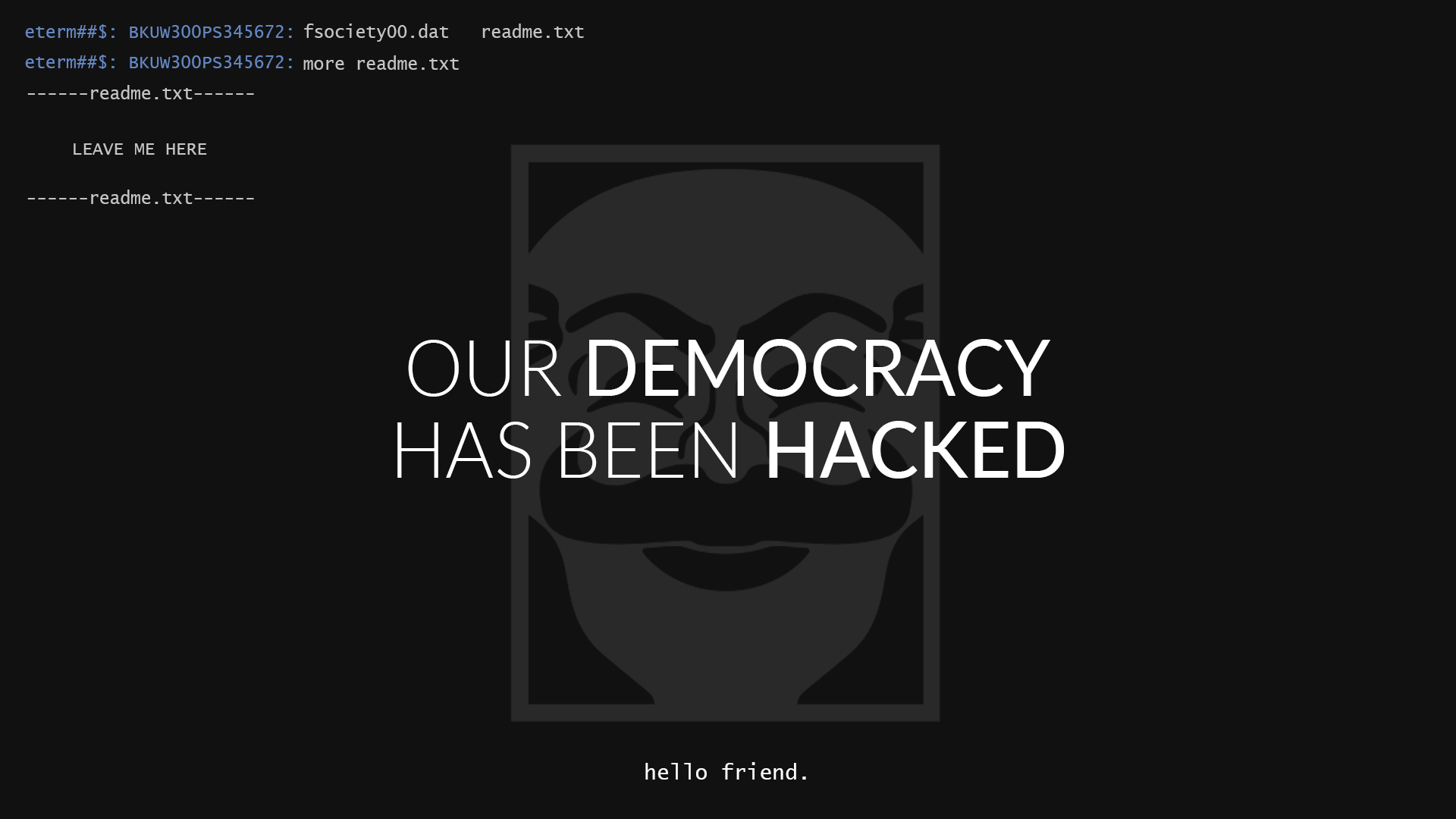 Mr Robot Democracy Hacked HD Wallpaper