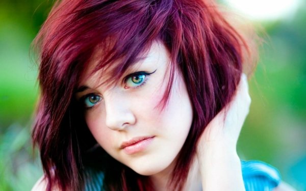 Women Face Eye Makeup Purple Hair HD Wallpaper | Background Image