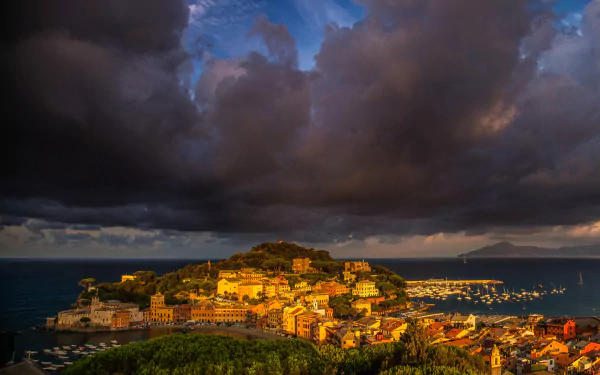  Clouds over Italian Coastal Village