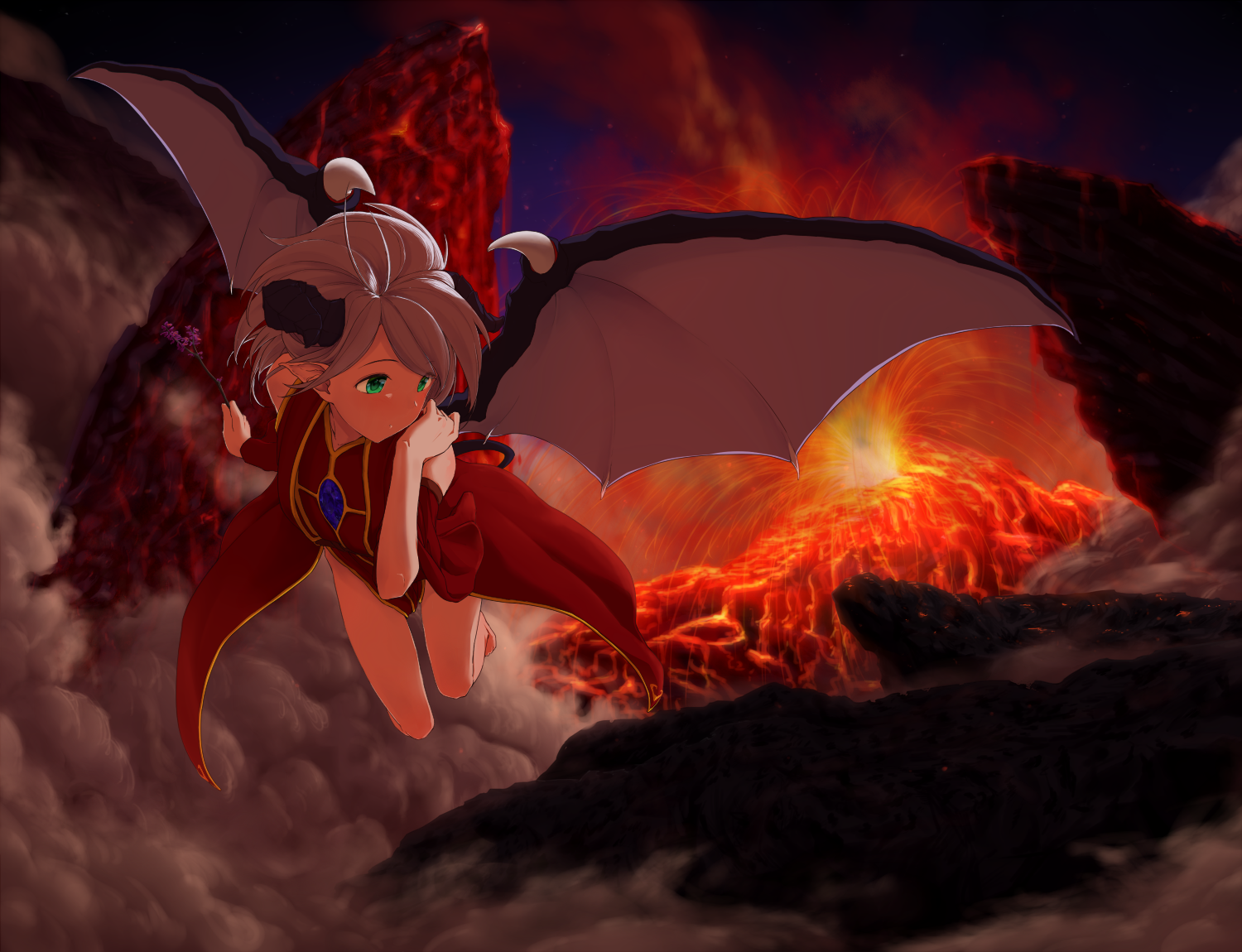 Anime fire demon girl