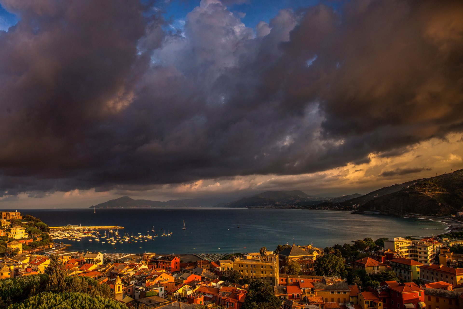 Download Cloud Panorama Cityscape City Sestri Levante Man Made Town HD Wallpaper