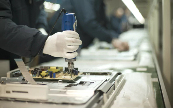 Close-up of a gloved hand assembling computer hardware components, highlighting circuit technology in a 4K Ultra HD PC desktop wallpaper and background.