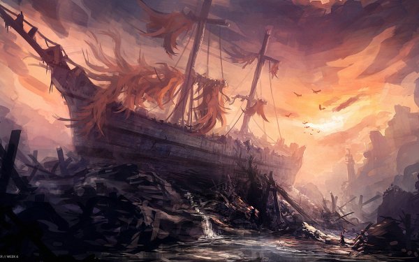 Fantasy Ship Wreck HD Wallpaper | Background Image