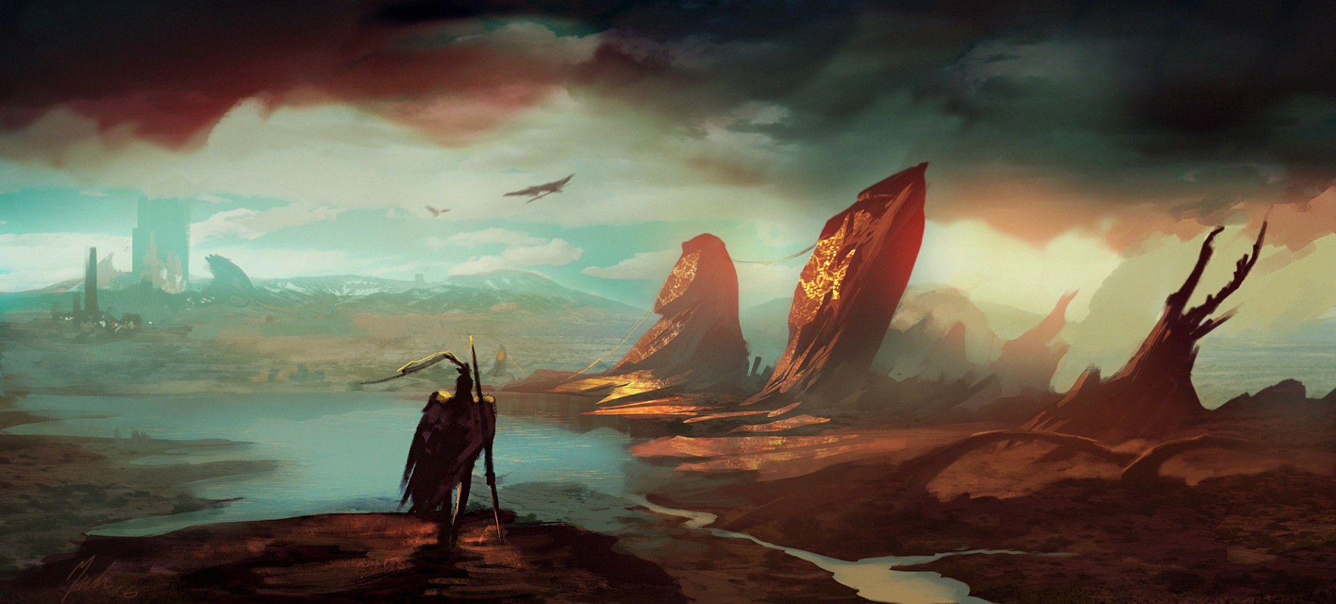 Download Warrior Fantasy Landscape Fantasy Warrior Wallpaper by RedMorpho