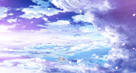 HD PC desktop wallpaper featuring a vibrant sky with dynamic clouds from the anime Norn9: Norn + Nonette, showcasing a serene and expansive atmosphere.