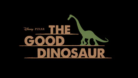 HD desktop wallpaper featuring the movie The Good Dinosaur by Disney Pixar. The title is displayed with an image of a dinosaur on a black background.